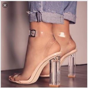 Clear lucite two strap Yeezy heel